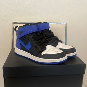 Jordan’s- size: 7, color: blue black and white, condition: worn once.